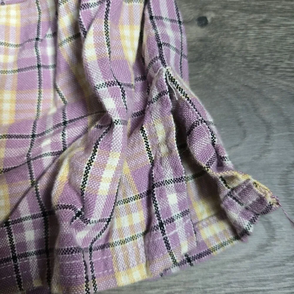 VTG Baby Gap Plaid Pinafore & Pointelle Top Set 18-24 Months Purple 2pc 90s Y2K